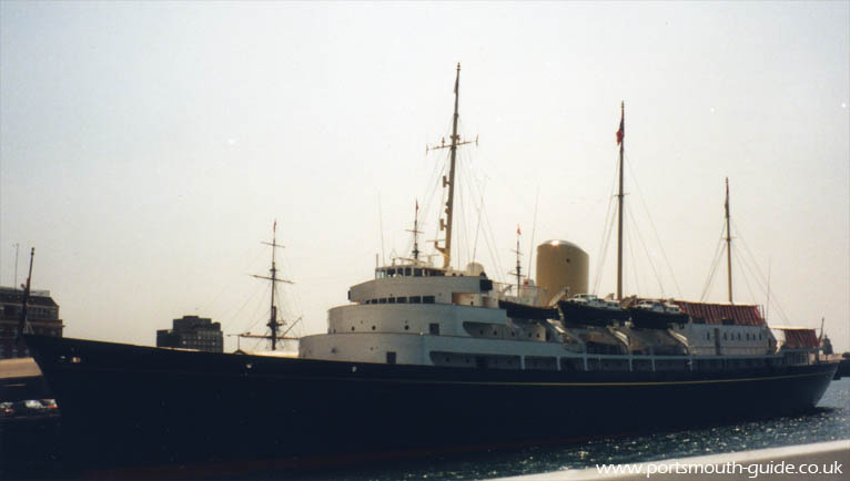 HMY Britannia at Railway Jetty in Portsmouth Harbour